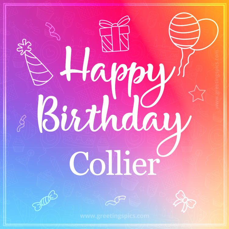 Colorful Happy Birthday Card For Collier (square shape image)