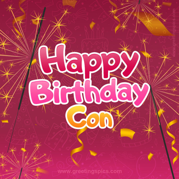 Happy Birthday Con Image with sparklers (square shape image)