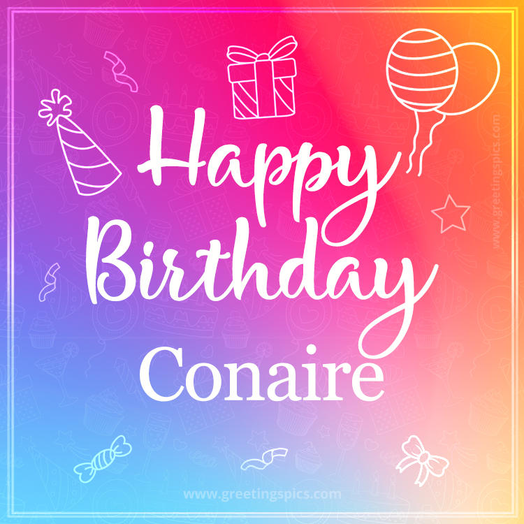 Colorful Happy Birthday Card For Conaire (square shape image)