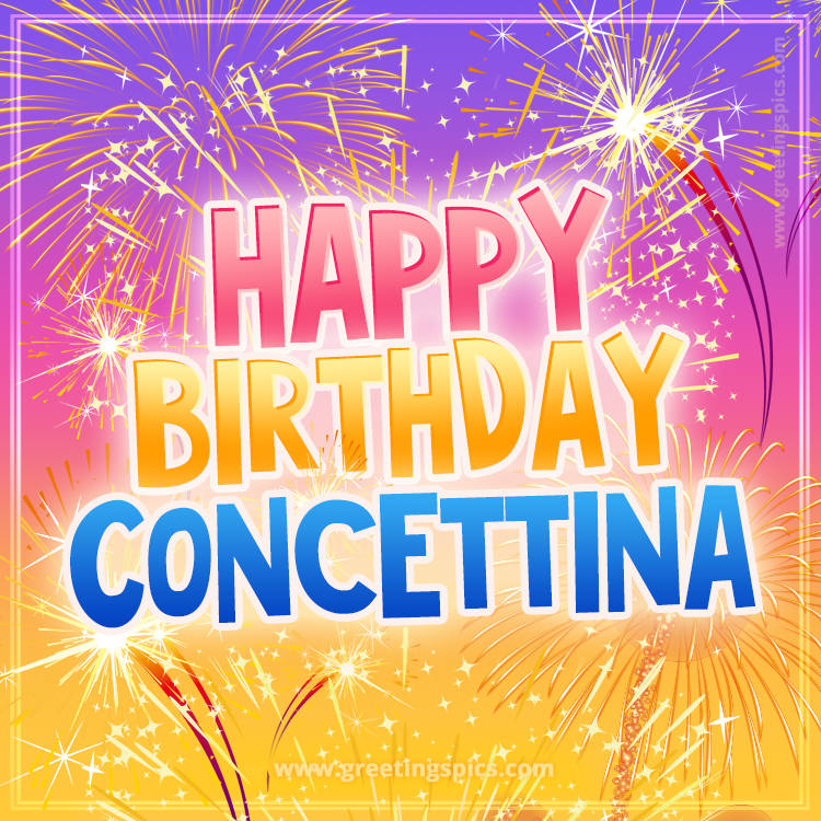 Happy Birthday Concettina Picture with fireworks (square shape image)