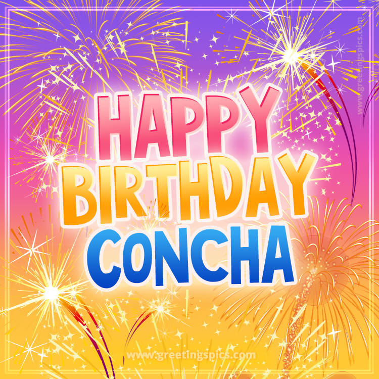 Happy Birthday Concha Picture with fireworks (square shape image)