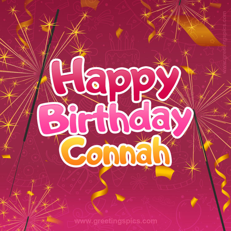 Happy Birthday Connah Image with sparklers (square shape image)