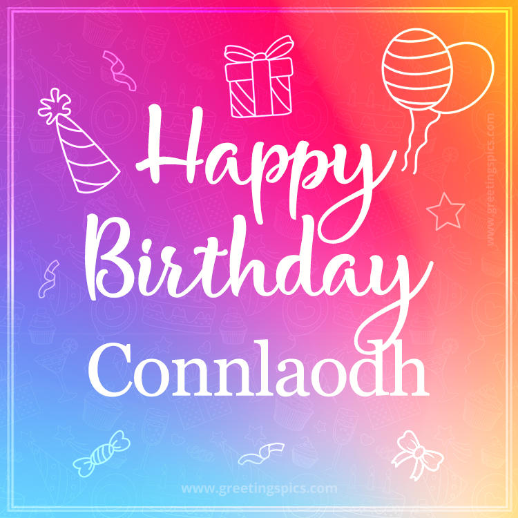 Colorful Happy Birthday Card For Connlaodh (square shape image)