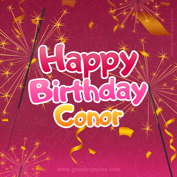 Happy Birthday Conor Image with sparklers (square shape image)