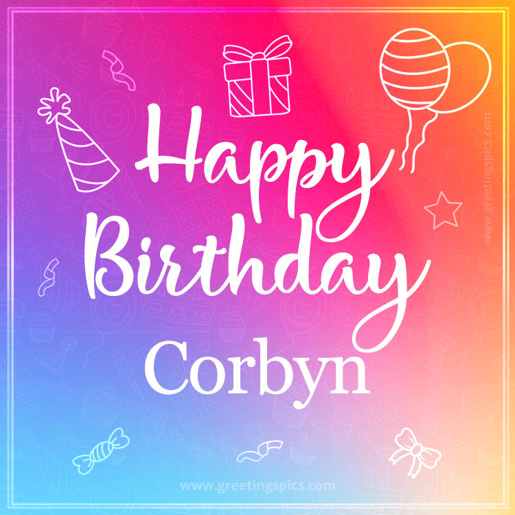 Colorful Happy Birthday Card For Corbyn (square shape image)