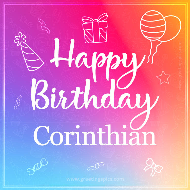 Colorful Happy Birthday Card For Corinthian (square shape image)