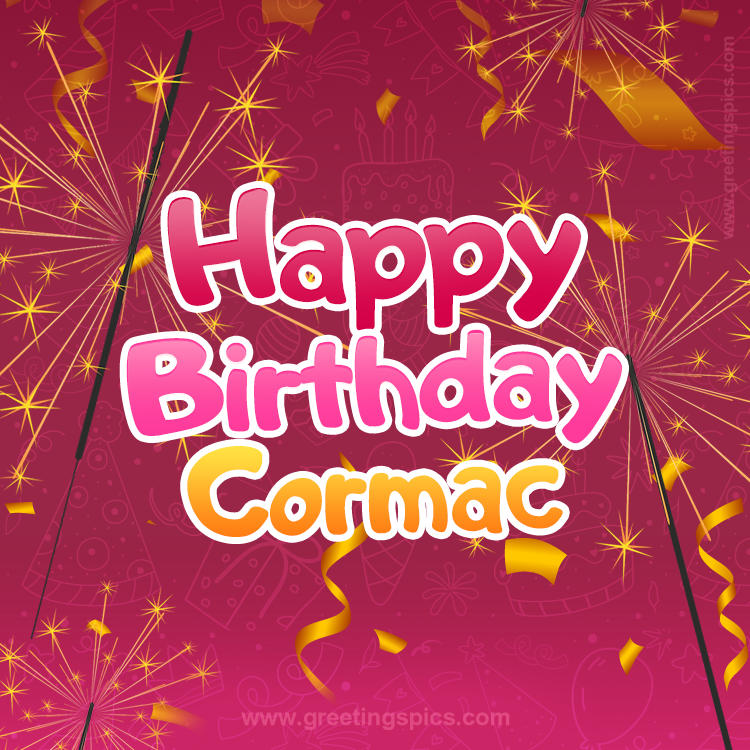 Happy Birthday Cormac Image with sparklers (square shape image)