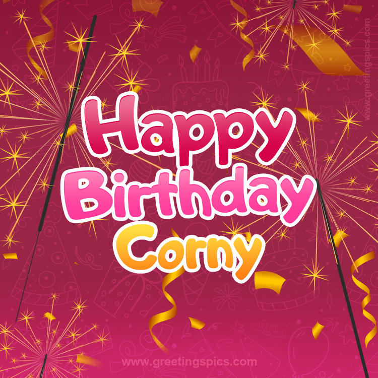 Happy Birthday Corny Image with sparklers (square shape image)