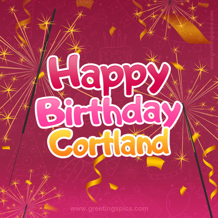 Happy Birthday Cortland Image with sparklers (square shape image)