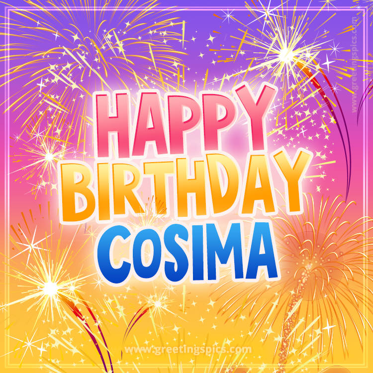 Happy Birthday Cosima Picture with fireworks (square shape image)