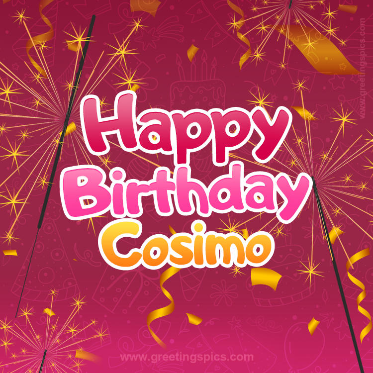 Happy Birthday Cosimo Image with sparklers (square shape image)