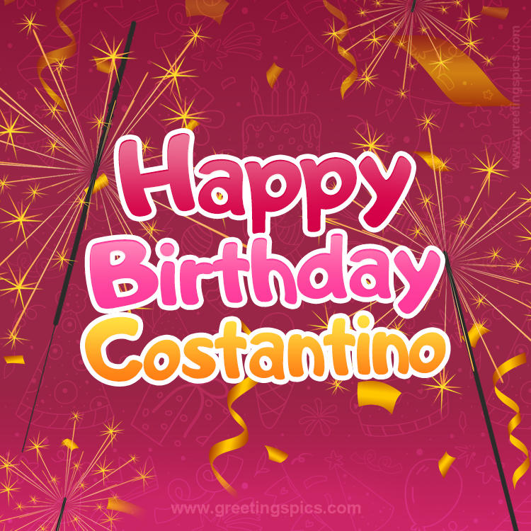 Happy Birthday Costantino Image with sparklers (square shape image)