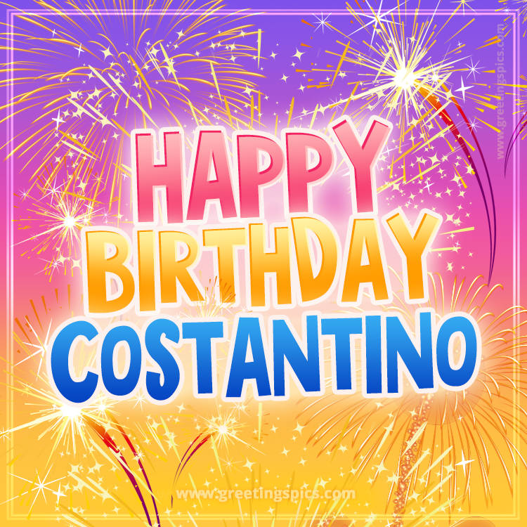 Happy Birthday Costantino Picture with fireworks (square shape image)