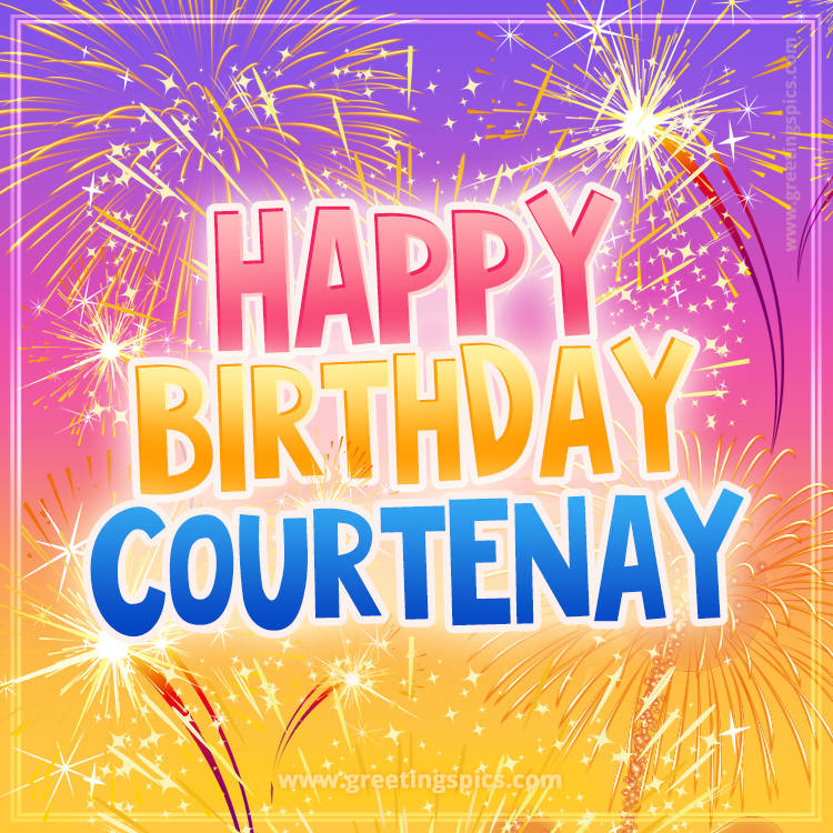 Happy Birthday Courtenay Picture with fireworks (square shape image)