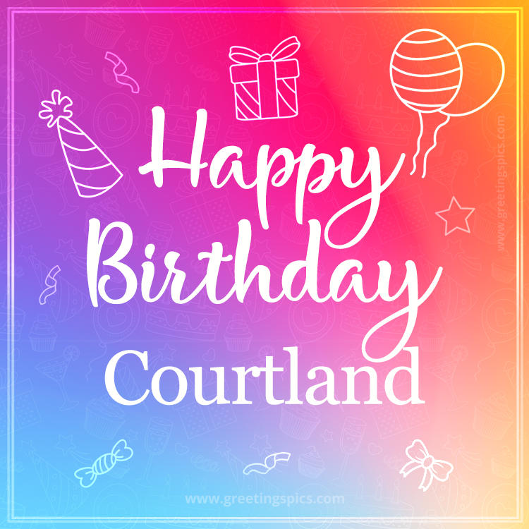 Colorful Happy Birthday Card For Courtland (square shape image)