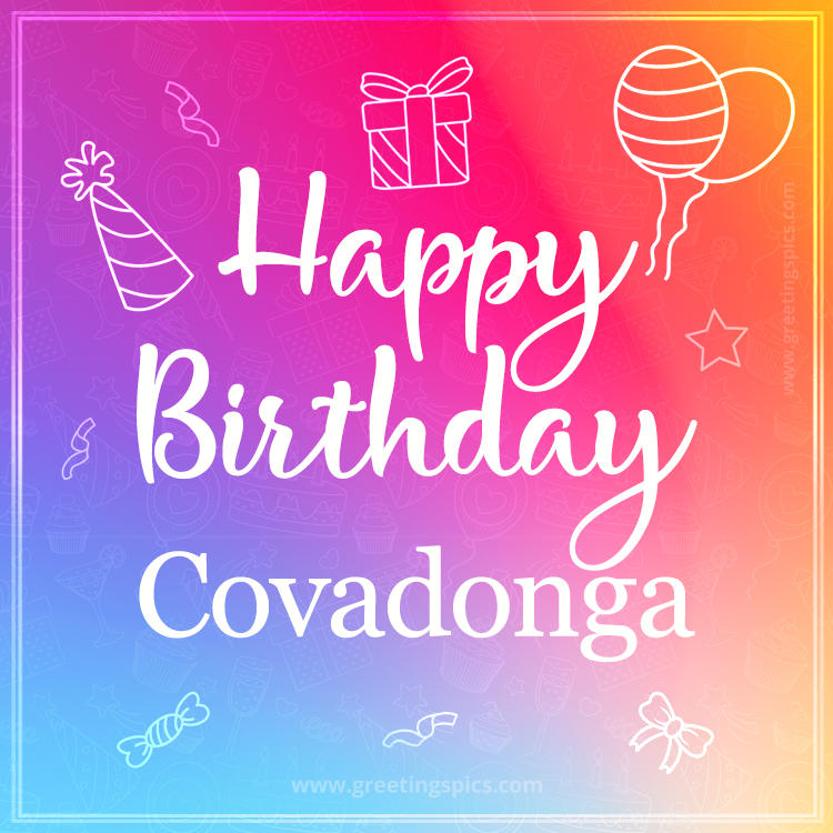 Colorful Happy Birthday Card For Covadonga (square shape image)