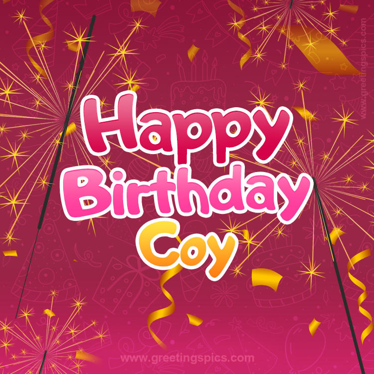 Happy Birthday Coy Image with sparklers (square shape image)