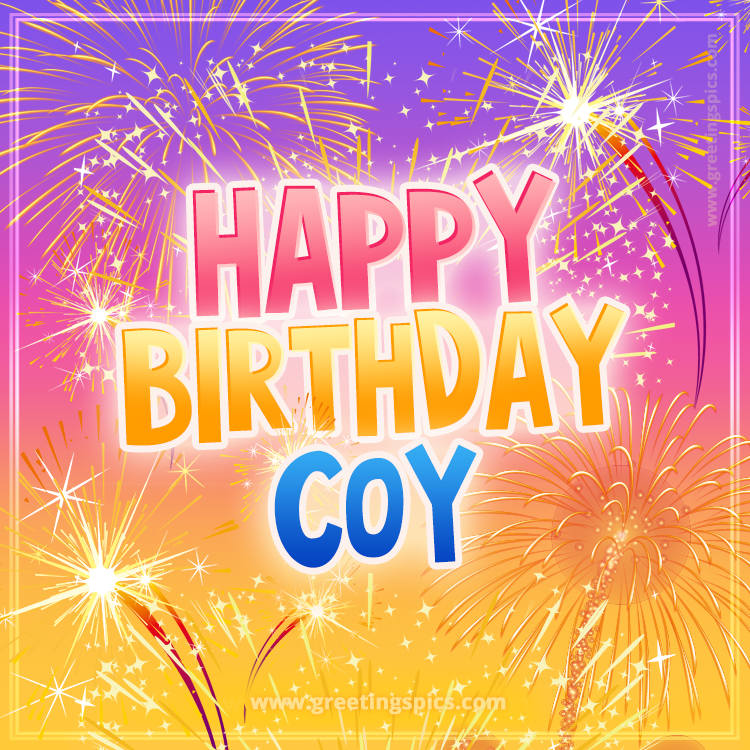 Happy Birthday Coy Picture with fireworks (square shape image)