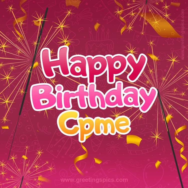 Happy Birthday Cpme Image with sparklers (square shape image)