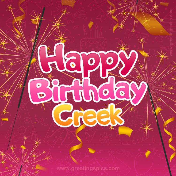 Happy Birthday Creek Image with sparklers (square shape image)