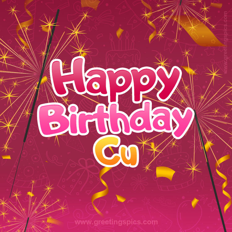 Happy Birthday Cu Image with sparklers (square shape image)