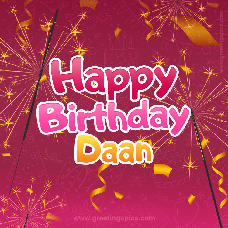 Happy Birthday Daan Image with sparklers (square shape image)