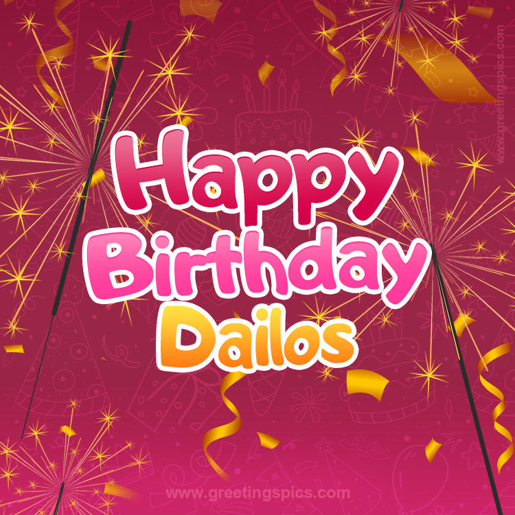 Happy Birthday Dailos Image with sparklers (square shape image)