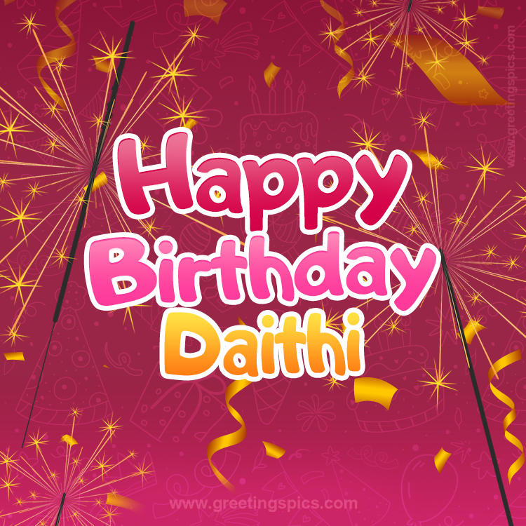 Happy Birthday Daithi Image with sparklers (square shape image)