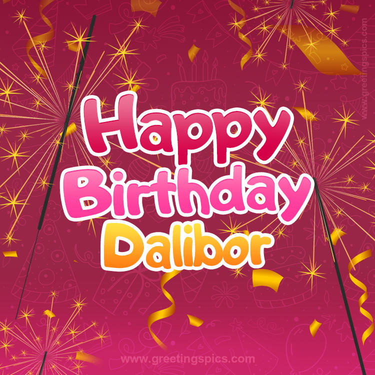 Happy Birthday Dalibor Image with sparklers (square shape image)