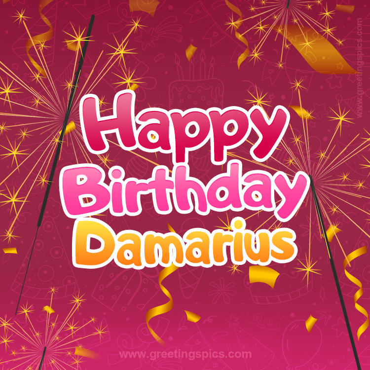 Happy Birthday Damarius Image with sparklers (square shape image)