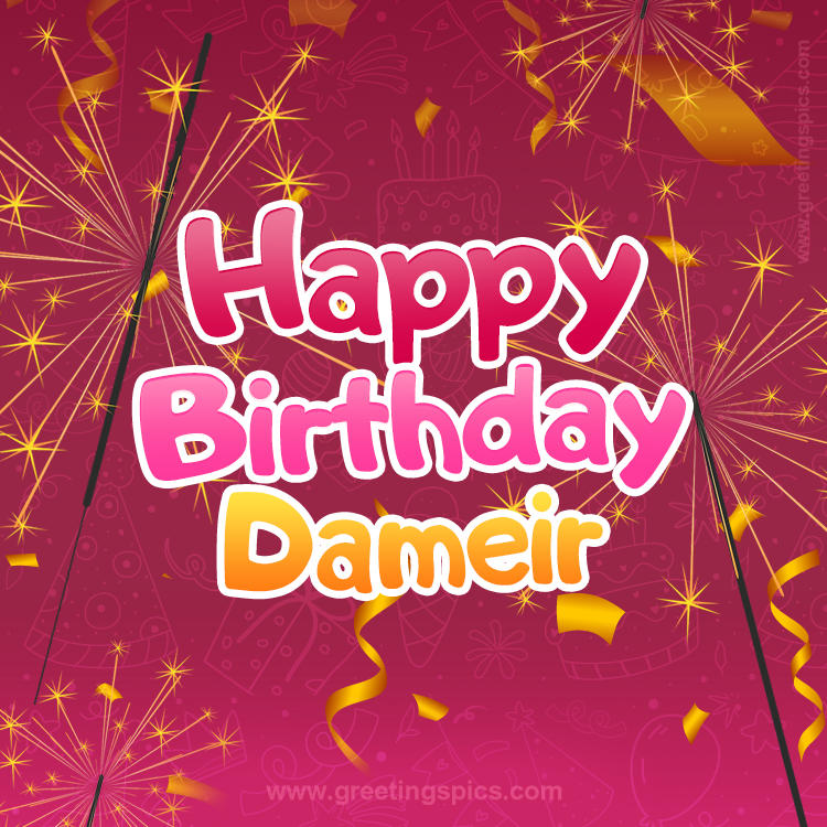 Happy Birthday Dameir Image with sparklers (square shape image)