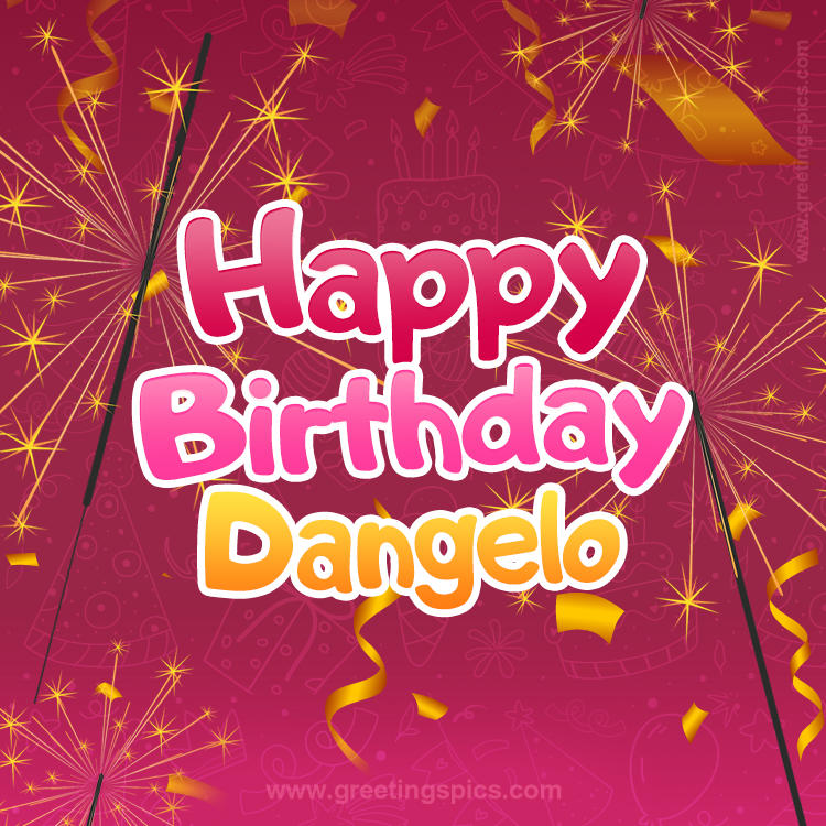 Happy Birthday Dangelo Image with sparklers (square shape image)