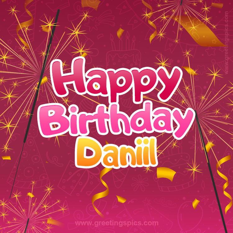 Happy Birthday Daniil Image with sparklers (square shape image)