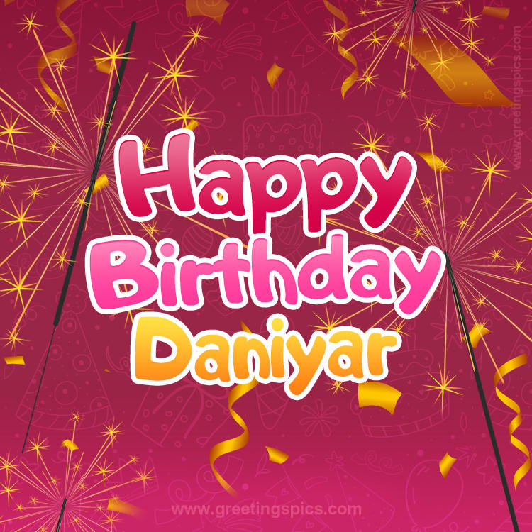 Happy Birthday Daniyar Image with sparklers (square shape image)