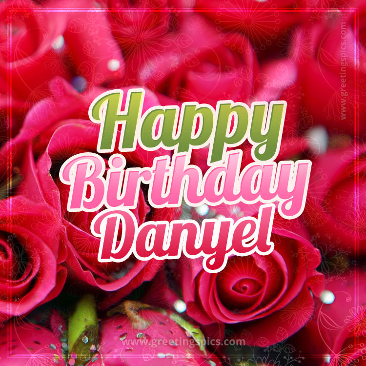 Happy Birthday Danyel beautiful Image with red roses (square shape image)