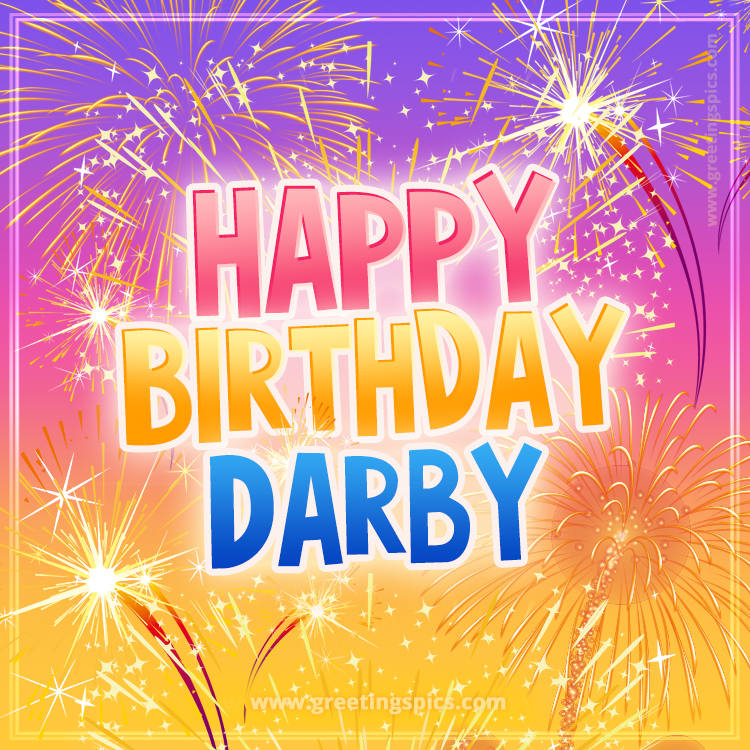 Happy Birthday Darby Picture with fireworks (square shape image)