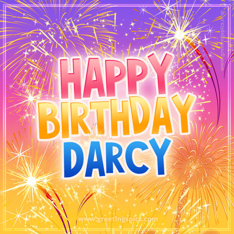 Happy Birthday Darcy Picture with fireworks (square shape image)