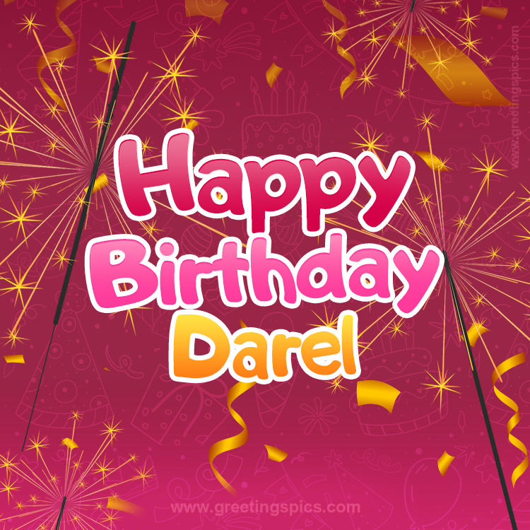 Happy Birthday Darel Image with sparklers (square shape image)