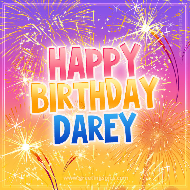 Happy Birthday Darey Picture with fireworks (square shape image)