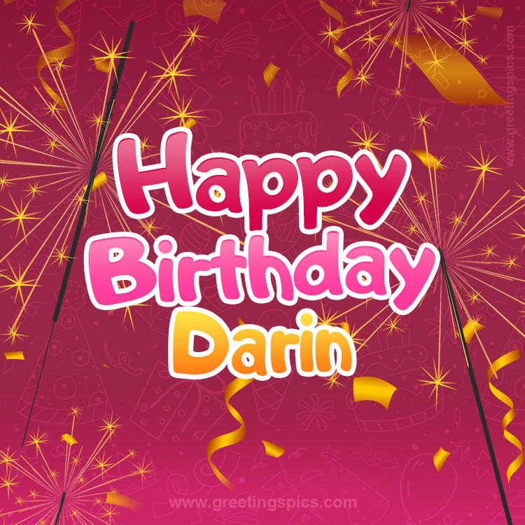 Happy Birthday Darin Image with sparklers (square shape image)