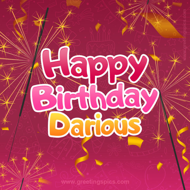 Happy Birthday Darious Image with sparklers (square shape image)