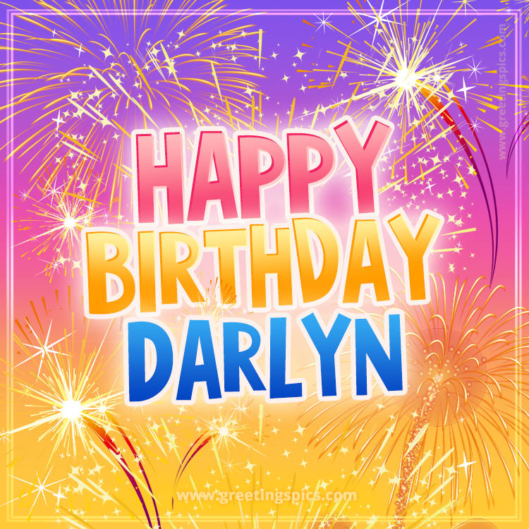 Happy Birthday Darlyn Picture with fireworks (square shape image)