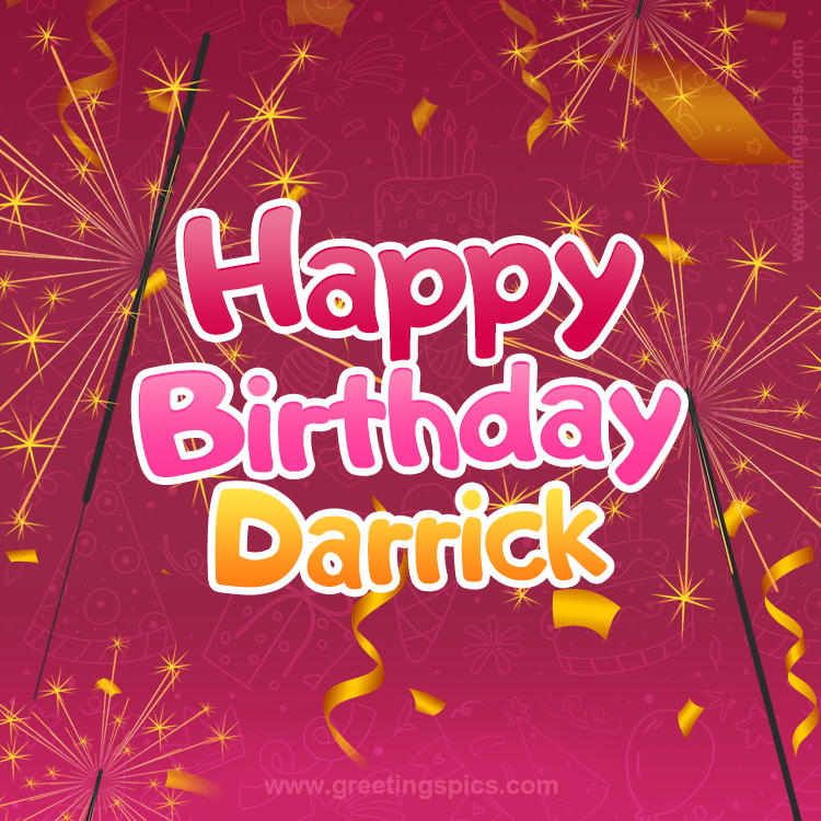 Happy Birthday Darrick Image with sparklers (square shape image)