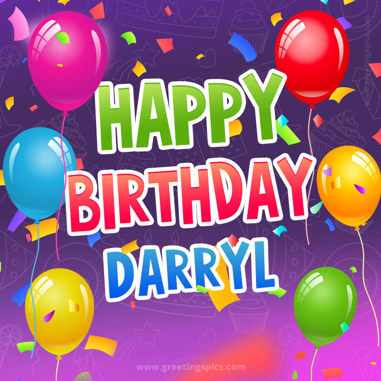 Happy Birthday Darryl Festive Greeting Card (square shape image)