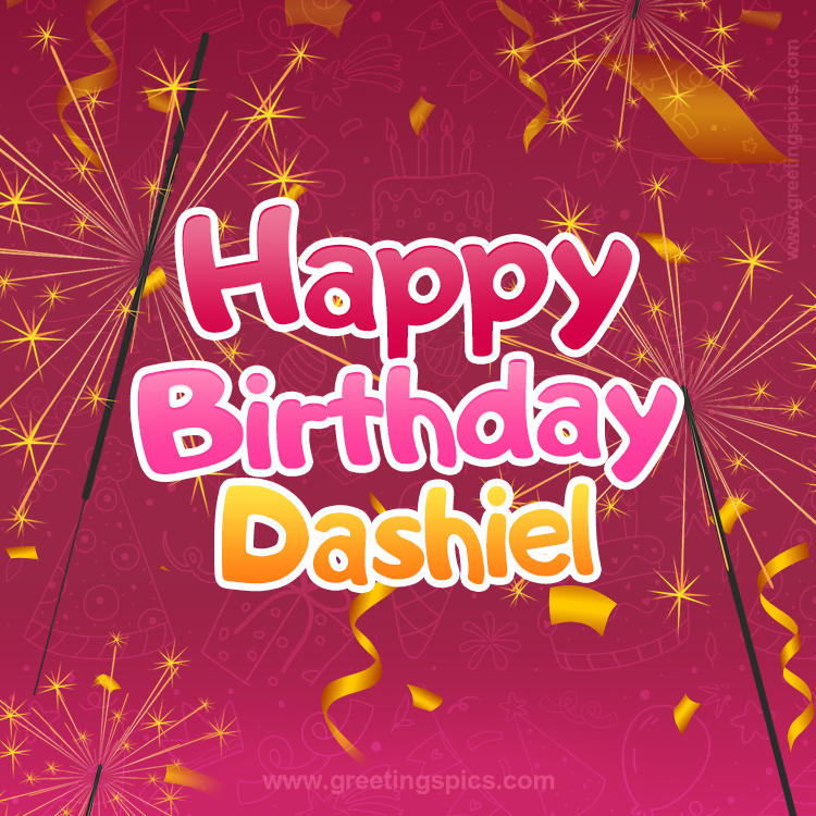 Happy Birthday Dashiel Image with sparklers (square shape image)