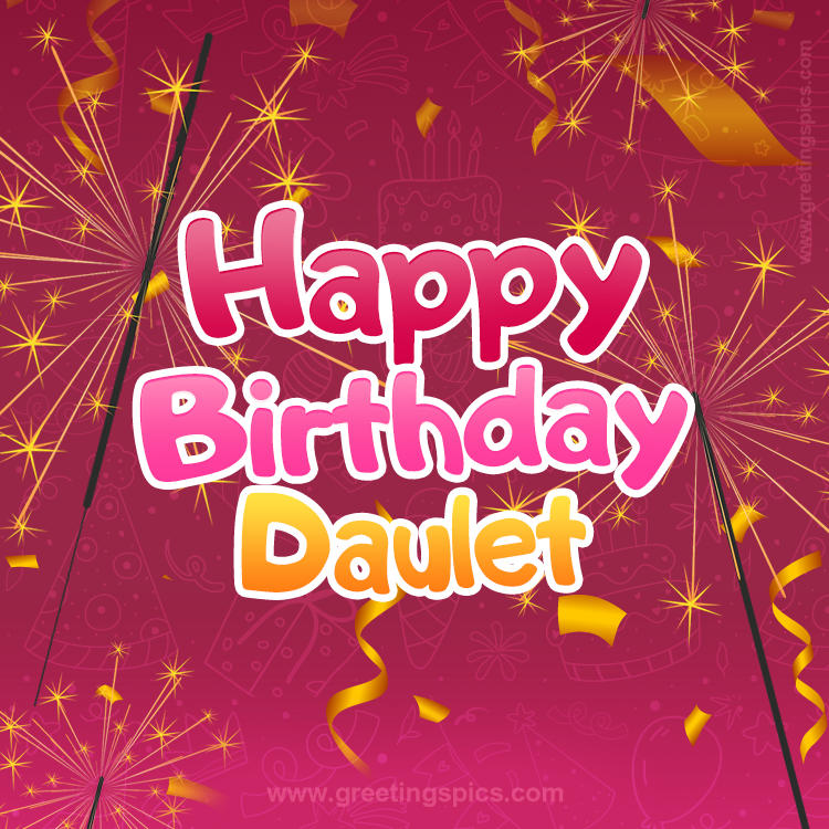 Happy Birthday Daulet Image with sparklers (square shape image)