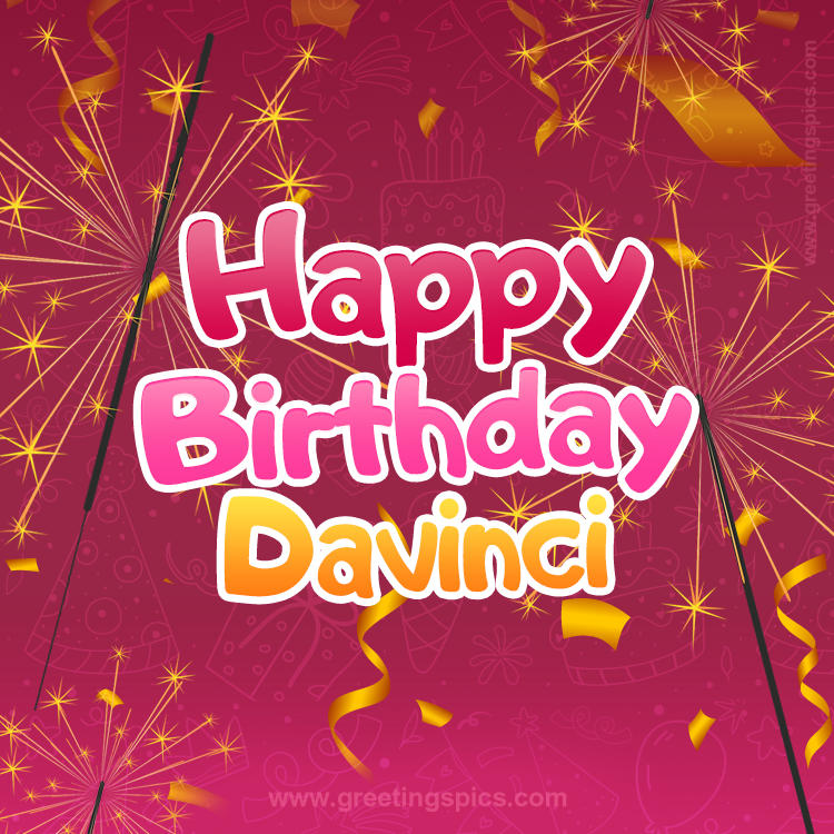 Happy Birthday Davinci Image with sparklers (square shape image)