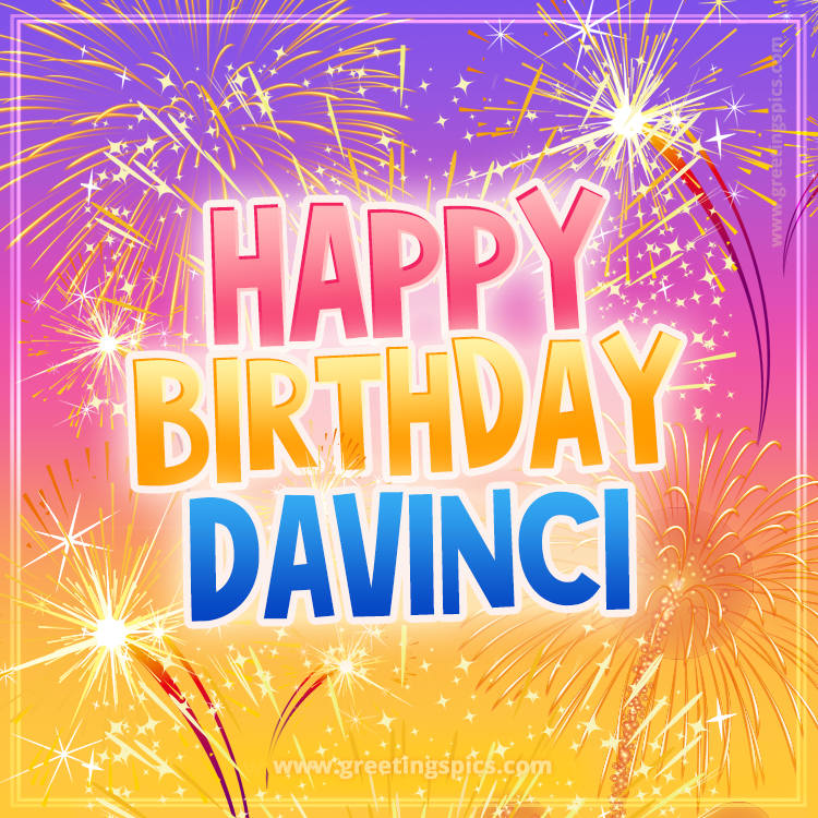 Happy Birthday Davinci Picture with fireworks (square shape image)