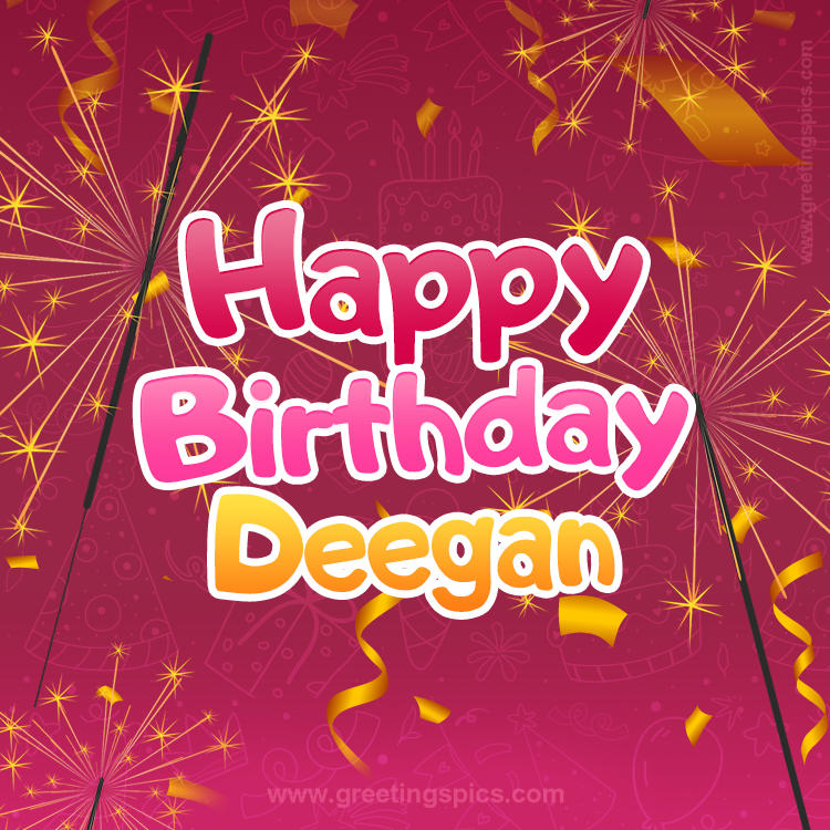 Happy Birthday Deegan Image with sparklers (square shape image)