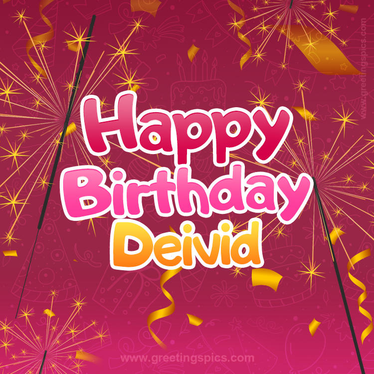 Happy Birthday Deivid Image with sparklers (square shape image)